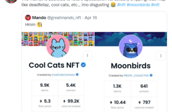 Cool Cats NFT Floor Price Falls Sharply As Moonbirds' Rises