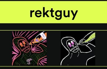 Four different rektguy NFTs featuring hooded skeletons