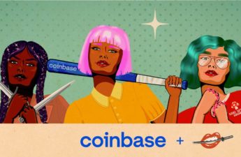 The picture shows an artwork by Women and Weapons on the Coinbase NFT Marketplace