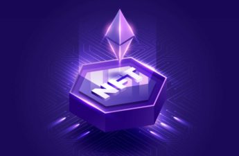 A purple Eth token on a slab with NFT written on it