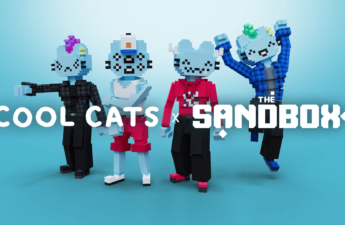 The picture shows a poster showing Cool Cats and The Sandbox partnership