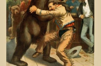 A cowboy wrestling with a bear. Bear Market Tips?