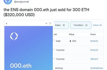 000.eth ENS Domain Sells for 300 ETH